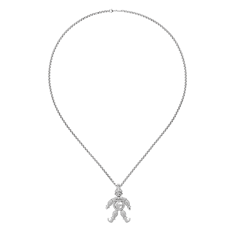 放大 {0}Chopard - 钻石 吊坠 HAPPY CLOWN 792246-1001   平放闭合弯曲视图
