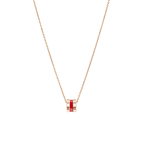 放大 {0}Chopard - 吊坠 Ice Cube Red HyCeram&reg; 吊坠 797005-9001    平放闭合弯曲背面视图