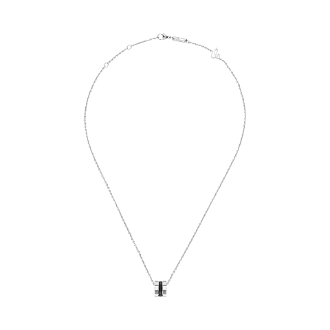Agrandir {0}Chopard - Pendentif Ice Cube Black HyCeram&reg; Pendant 797005-9002   Vue &agrave; plat ferm&eacute;e et courb&eacute;e