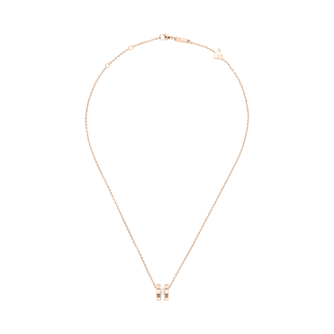 Agrandir {0}Chopard - Pendentif Ice Cube White HyCeram&reg; Pendant 797005-9004   Vue &agrave; plat ferm&eacute;e et courb&eacute;e