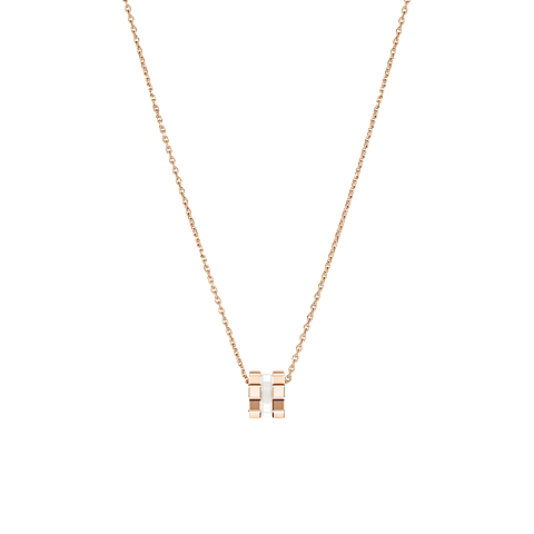 Agrandir {0}Chopard - Pendentif Ice Cube White HyCeram&reg; Pendant 797005-9004    Vue arri&egrave;re &agrave; plat ferm&eacute;e et courb&eacute;e