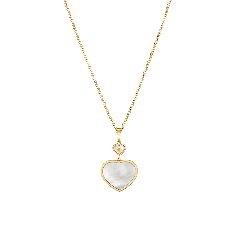 Enlarge {0}Chopard - Diamond Pendant Happy Hearts 797482-0301    laid flat closed and curved back view