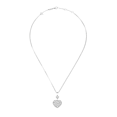 Enlarge {0}Chopard - Diamond Pendant Happy Hearts 797482-1009   laid flat closed and curved view