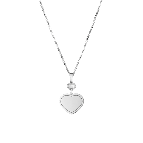Enlarge {0}Chopard - Diamond Pendant Happy Hearts 797482-1009    laid flat closed and curved back view