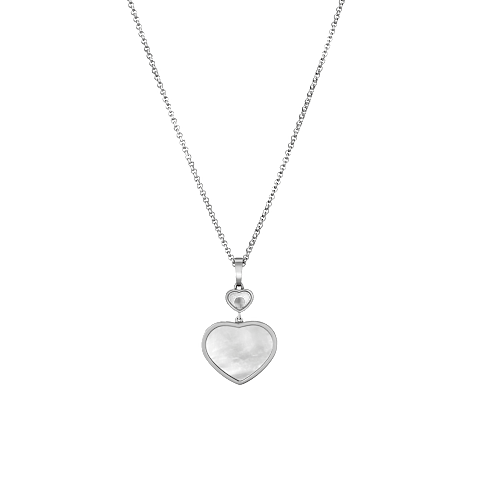Enlarge {0}Chopard - Diamond Pendant Happy Hearts 797482-1301    laid flat closed and curved back view