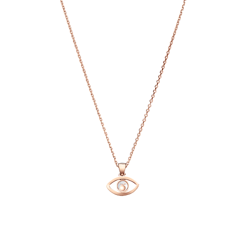 Ampliar {0}Chopard - Colgante Happy Diamonds Good Luck Charms 797863-5001    Vista trasera plana cerrada y curvada