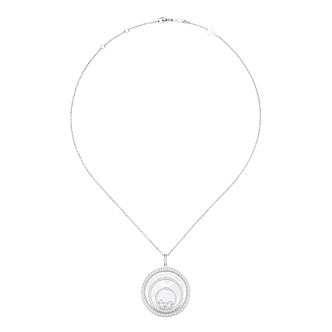 Enlarge {0}Chopard - Diamond Pendant Happy Spirit 798232-1001   laid flat closed and curved view