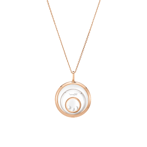 Enlarge {0}Chopard - Diamond Pendant Happy Spirit 798232-9001    laid flat closed and curved back view