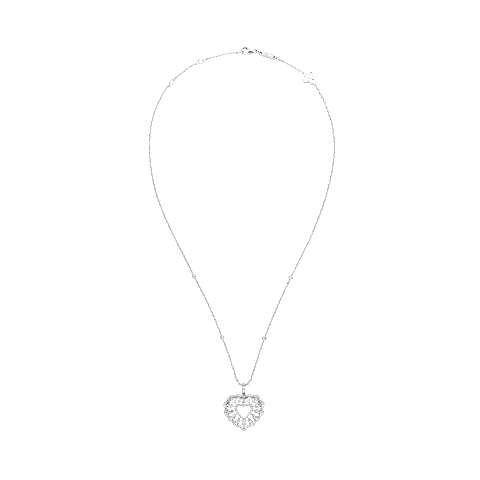 Enlarge {0}Chopard - Diamond Pendant Precious Lace C&oelig;ur 798352-1001   laid flat closed and curved view