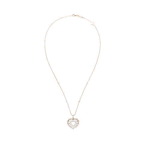 放大 {0}Chopard - 钻石 吊坠 Precious Lace C&oelig;ur 798352-5001   平放闭合弯曲视图