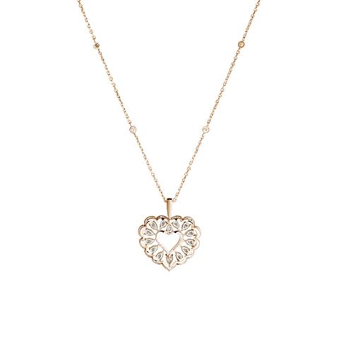 放大 {0}Chopard - 钻石 吊坠 Precious Lace C&oelig;ur 798352-5001    平放闭合弯曲背面视图