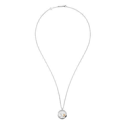 Enlarge {0}Chopard - Pendant Happy Sun, Moon and Stars 799434-1201   laid flat closed and curved view