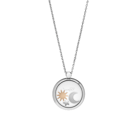 放大 {0}Chopard - 吊坠 Happy Sun, Moon and Stars 799434-1401    平放闭合弯曲背面视图