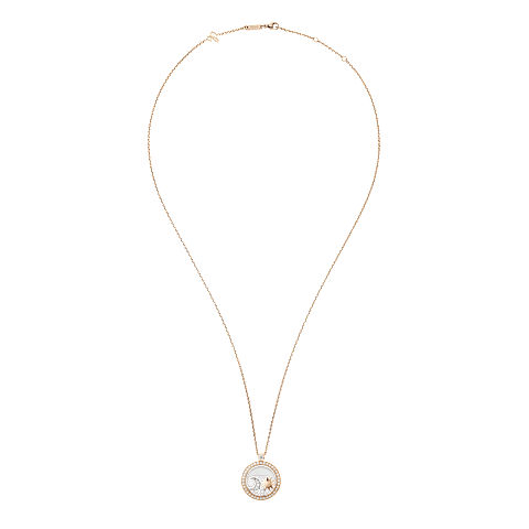 Enlarge {0}Chopard - Pendant Happy Sun, Moon and Stars 799434-5401   laid flat closed and curved view