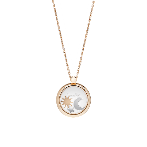 Enlarge {0}Chopard - Pendant Happy Sun, Moon and Stars 799434-5401    laid flat closed and curved back view