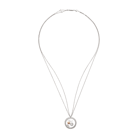 放大 {0}Chopard - 钻石 吊坠 Happy Sun, Moon and Stars 799450-1401   平放闭合弯曲视图