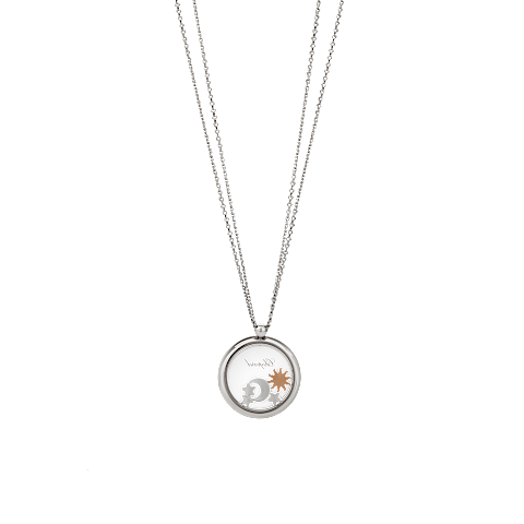 放大 {0}Chopard - 钻石 吊坠 Happy Sun, Moon and Stars 799450-1401    平放闭合弯曲背面视图