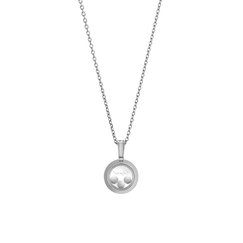 Enlarge {0}Chopard - Diamond Pendant Happy Diamonds Icons 79A018-1001    laid flat closed and curved back view