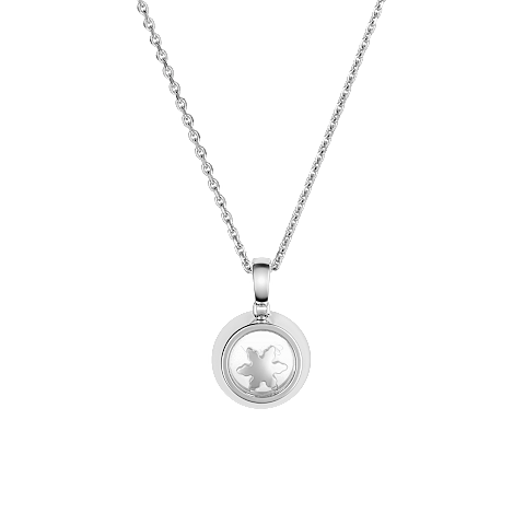 Enlarge {0}Chopard - Diamond Pendant Happy Snowflakes 79A018-1301    laid flat closed and curved back view