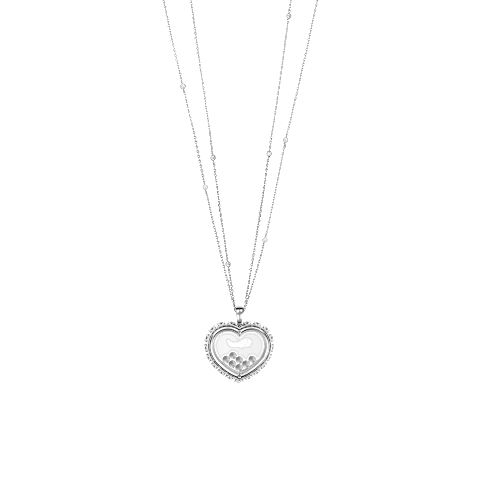 Enlarge {0}Chopard - Diamond Pendant Happy Diamonds Icons Joaillerie 79A049-1001    laid flat closed and curved back view