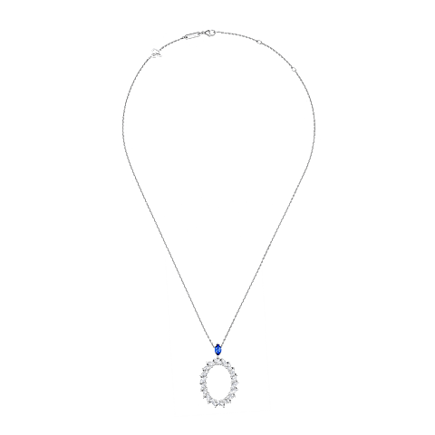 Enlarge {0}Chopard - Diamond Pendant L'Heure du Diamant Marquise 79A061-1501   laid flat closed and curved view