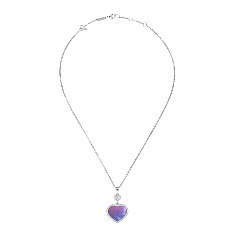 放大 {0}Chopard - 钻石 吊坠 Happy Hearts系列CN 79A074-1310   平放闭合弯曲视图