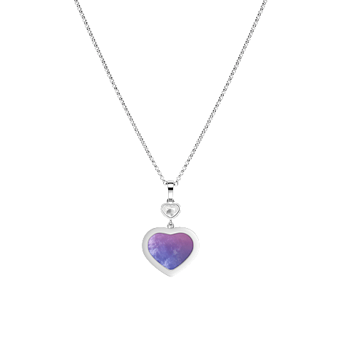 放大 {0}Chopard - 钻石 吊坠 Happy Hearts系列CN 79A074-1310    平放闭合弯曲背面视图