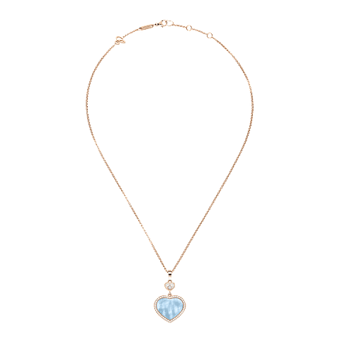 Enlarge {0}Chopard - Diamond Pendant Happy Hearts 79A074-5340   laid flat closed and curved view