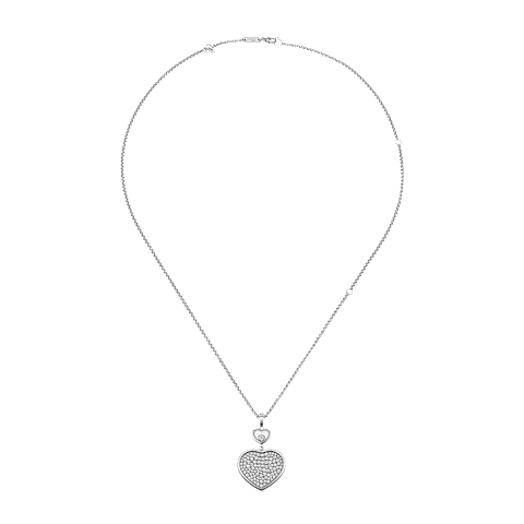 Enlarge {0}Chopard - Diamond Pendant Happy Hearts 79A075-1901   laid flat closed and curved view