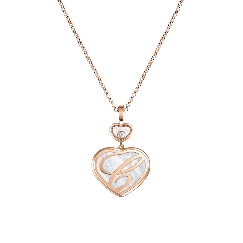 Ingrandisci {0}Chopard - Ciondolo Diamanti Happy Hearts 79A075-5391    Vista posteriore chiusa e curva