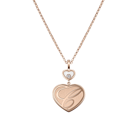 EnlargeChopard - Diamond Pendant Happy Hearts 79A075-5901    laid flat closed and curved back view