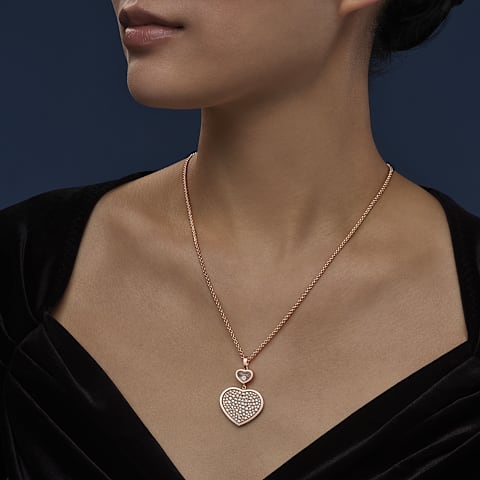 EnlargeChopard - Diamond Pendant Happy Hearts 79A075-5901     worn view