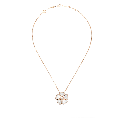 Enlarge {0}Chopard - Pendant Happy Hearts Flowers 79A085-5301   laid flat closed and curved view
