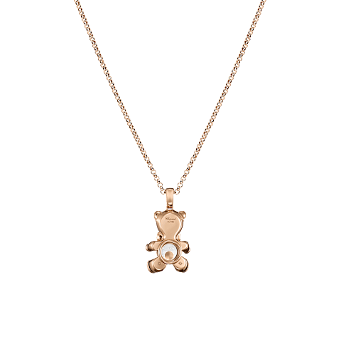 확대 {0}Chopard - 다이아몬드 펜던트 해피 다이아몬드 테디베어 79A188-5001    평평하게 닫힌 곡선 후면 뷰