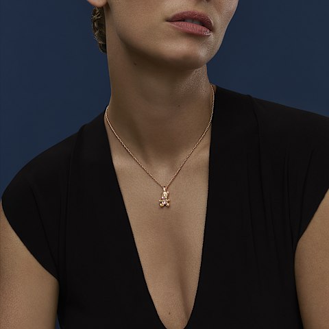 확대 {0}Chopard - 다이아몬드 펜던트 해피 다이아몬드 테디베어 79A188-5001     착용 뷰