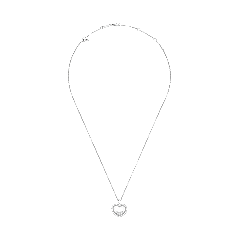 Enlarge Chopard - Diamond Pendant Happy Diamonds Icons 79A193-1201   laid flat closed and curved view