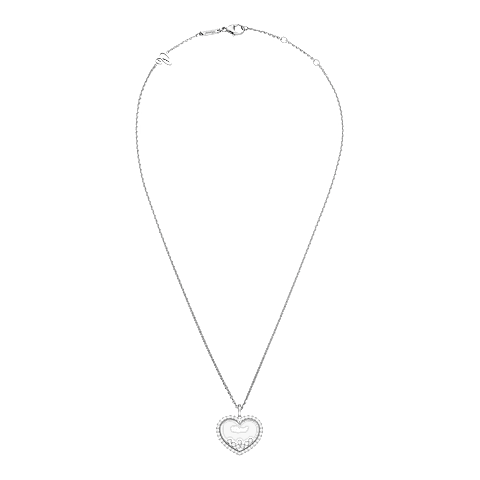 Enlarge Chopard - Diamond Pendant Happy Diamonds Icons 79A194-1201   laid flat closed and curved view