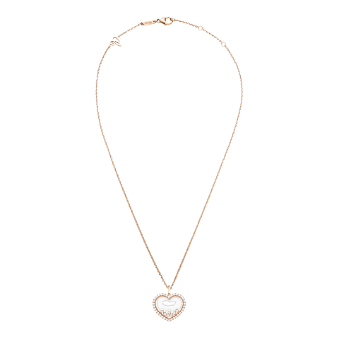 Enlarge Chopard - Diamond Pendant Happy Diamonds Icons 79A194-5201   laid flat closed and curved view