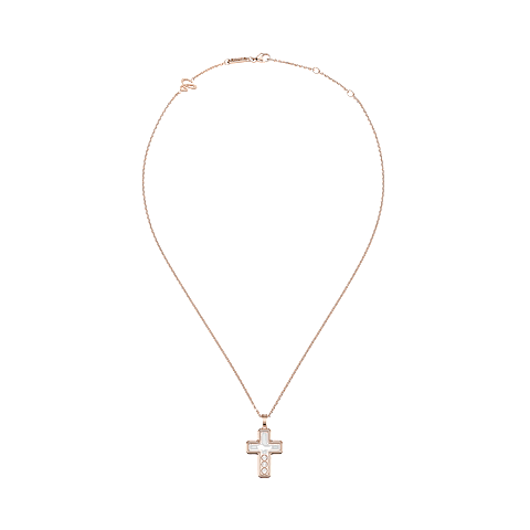 EnlargeChopard - Diamond Pendant Happy Diamonds Cross 79A409-5001   laid flat closed and curved view