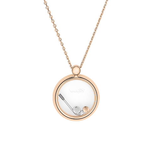 Enlarge {0}Chopard - Diamond Pendant Happy Golf 79A434-5401    laid flat closed and curved back view