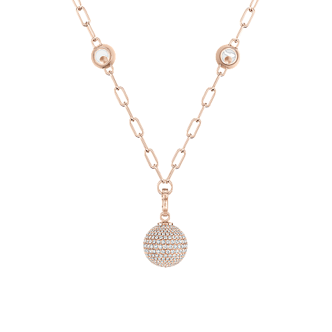 Enlarge {0}Chopard - Diamond Pendant Happy Diamonds Planet 79A619-5901    laid flat closed and curved back view