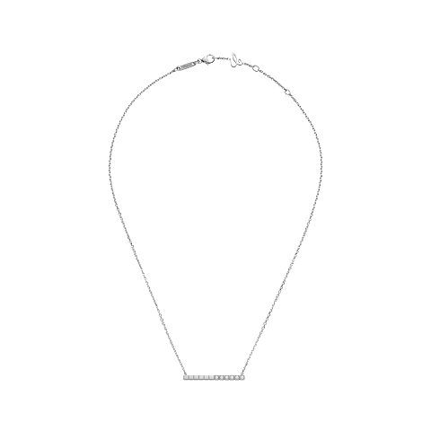 Enlarge {0}Chopard - Diamond Necklace Ice Cube 817702-1002   laid flat closed and curved view