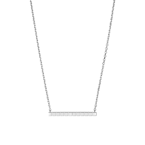 Enlarge {0}Chopard - Diamond Necklace Ice Cube 817702-1002    laid flat closed and curved back view