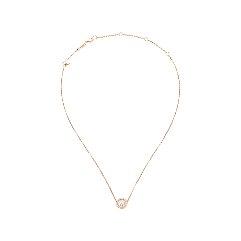 Enlarge {0}Chopard - Diamond Necklace Happy Spirit 818230-9001   laid flat closed and curved view