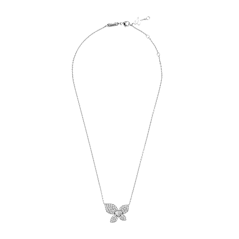 AgrandirChopard - Collier Diamant Happy Butterfly X Mariah Carey 818536-1001   Vue &agrave; plat ferm&eacute;e et courb&eacute;e