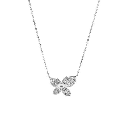AgrandirChopard - Collier Diamant Happy Butterfly X Mariah Carey 818536-1001    Vue arri&egrave;re &agrave; plat ferm&eacute;e et courb&eacute;e