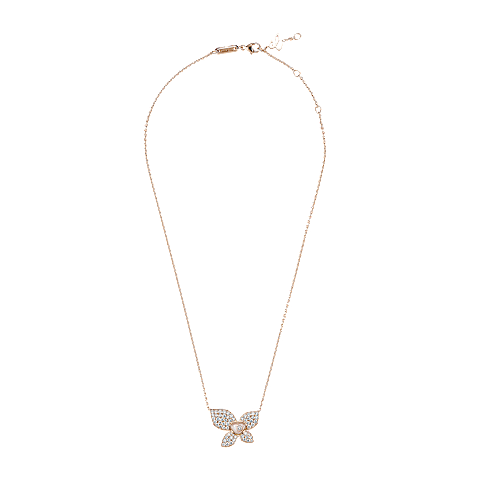 Enlarge {0}Chopard - Diamond Necklace Happy Butterfly X Mariah Carey 818536-5001   laid flat closed and curved view