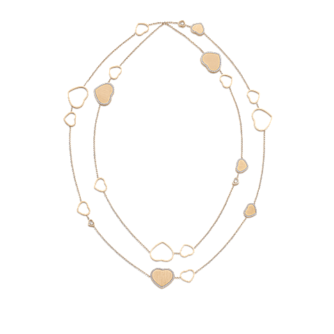 Enlarge {0}Chopard - Necklace Happy Hearts Golden Hearts 81A007-5921  3/4 view
