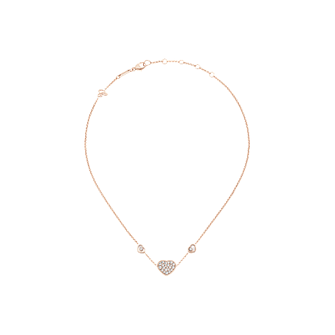 Agrandir {0}Chopard - Collier Happy Hearts 81A082-5009   Vue &agrave; plat ferm&eacute;e et courb&eacute;e