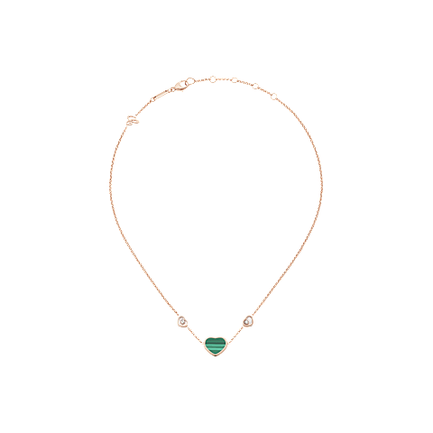 Agrandir {0}Chopard - Collier Happy Hearts 81A082-5102   Vue &agrave; plat ferm&eacute;e et courb&eacute;e